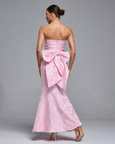 Huge Bow Jacquard Backless Maxi Dress